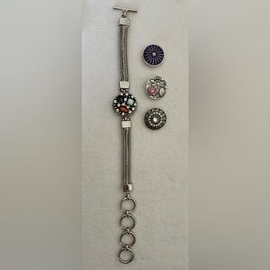 Ginger Snaps Silver Multi-Chain Bracelet & 3 Interchangeable Snaps Bundle